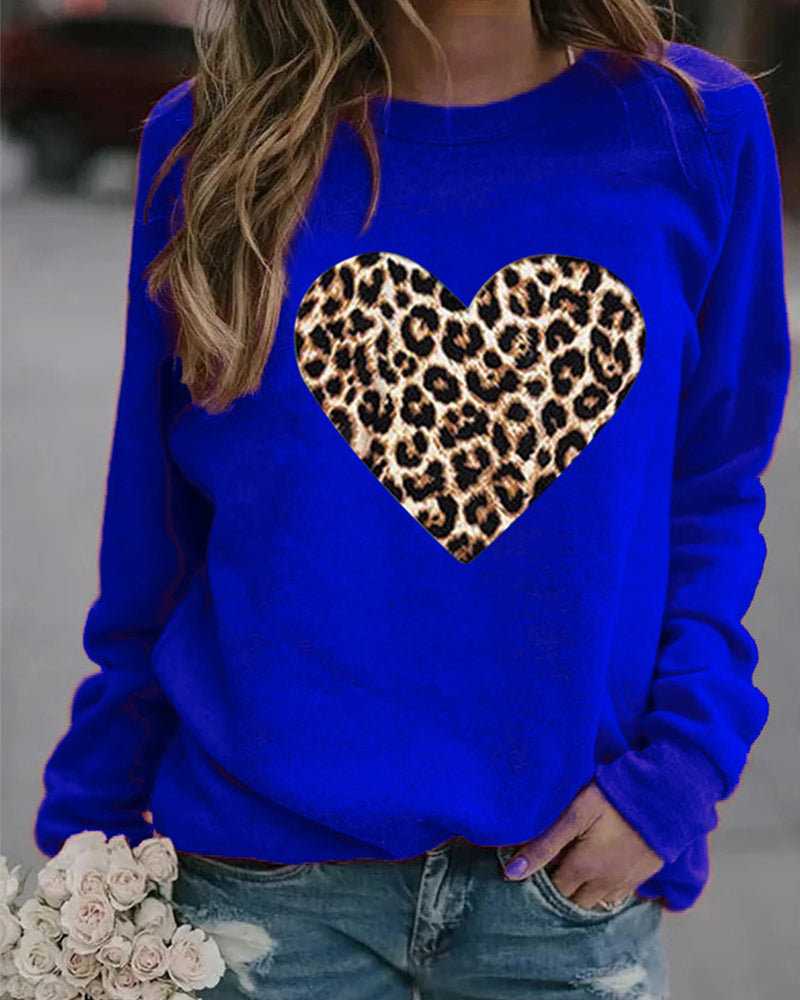 Dames sweatshirt met luipaardprint hart