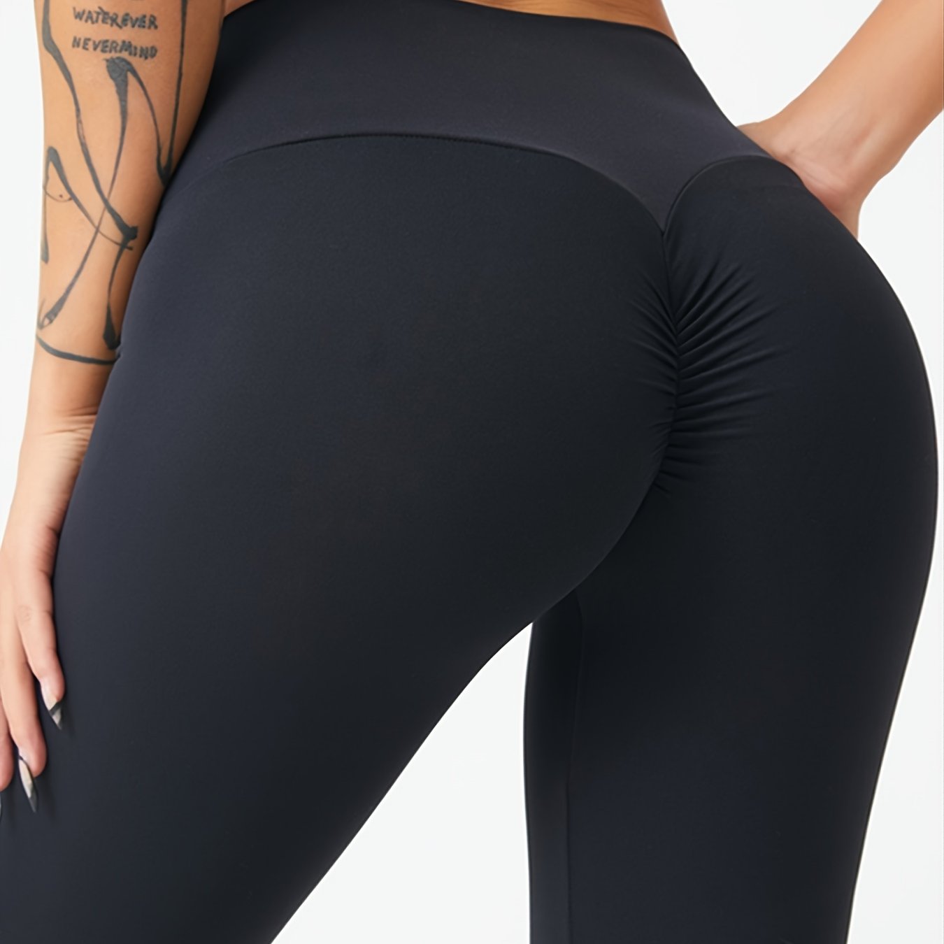 Noa | Zwarte booty scrunch yoga broek met hoge taille