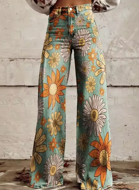 Anzhela - Wijde broek met kleurrijke print