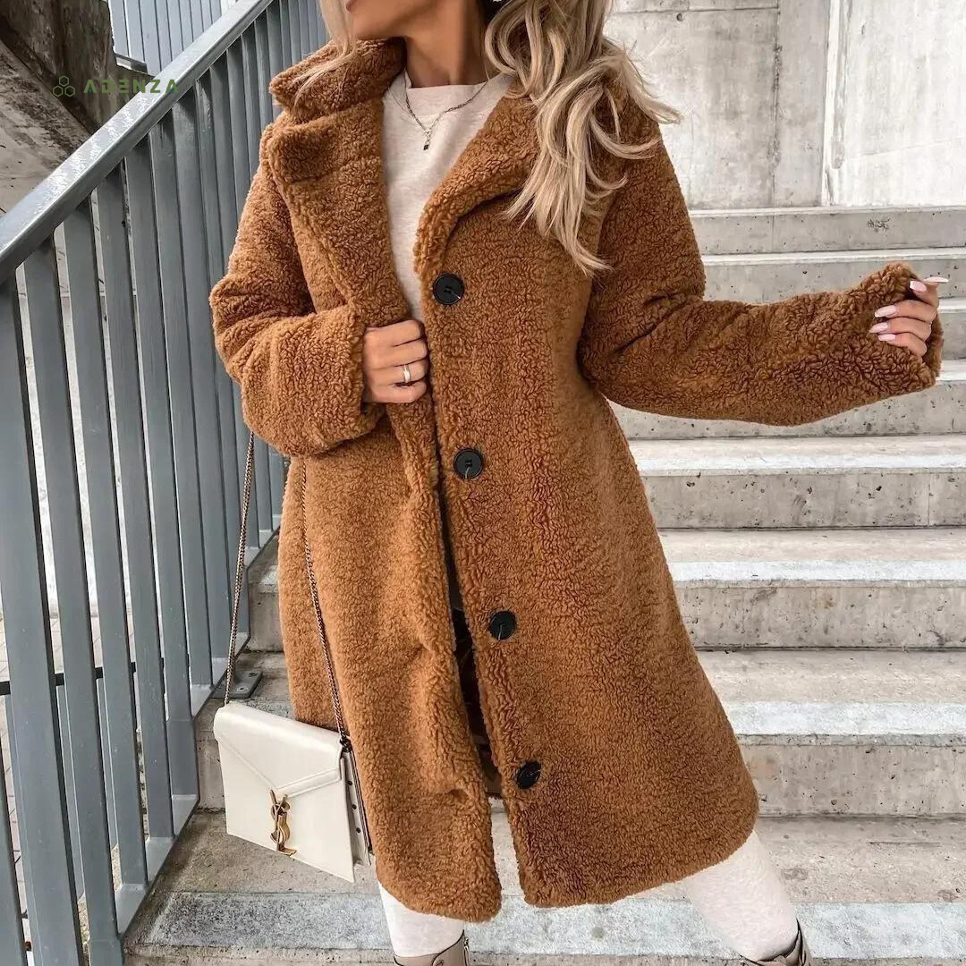 Chique, knusse, elegante, pluizige sherpa winterjas voor vrouwen