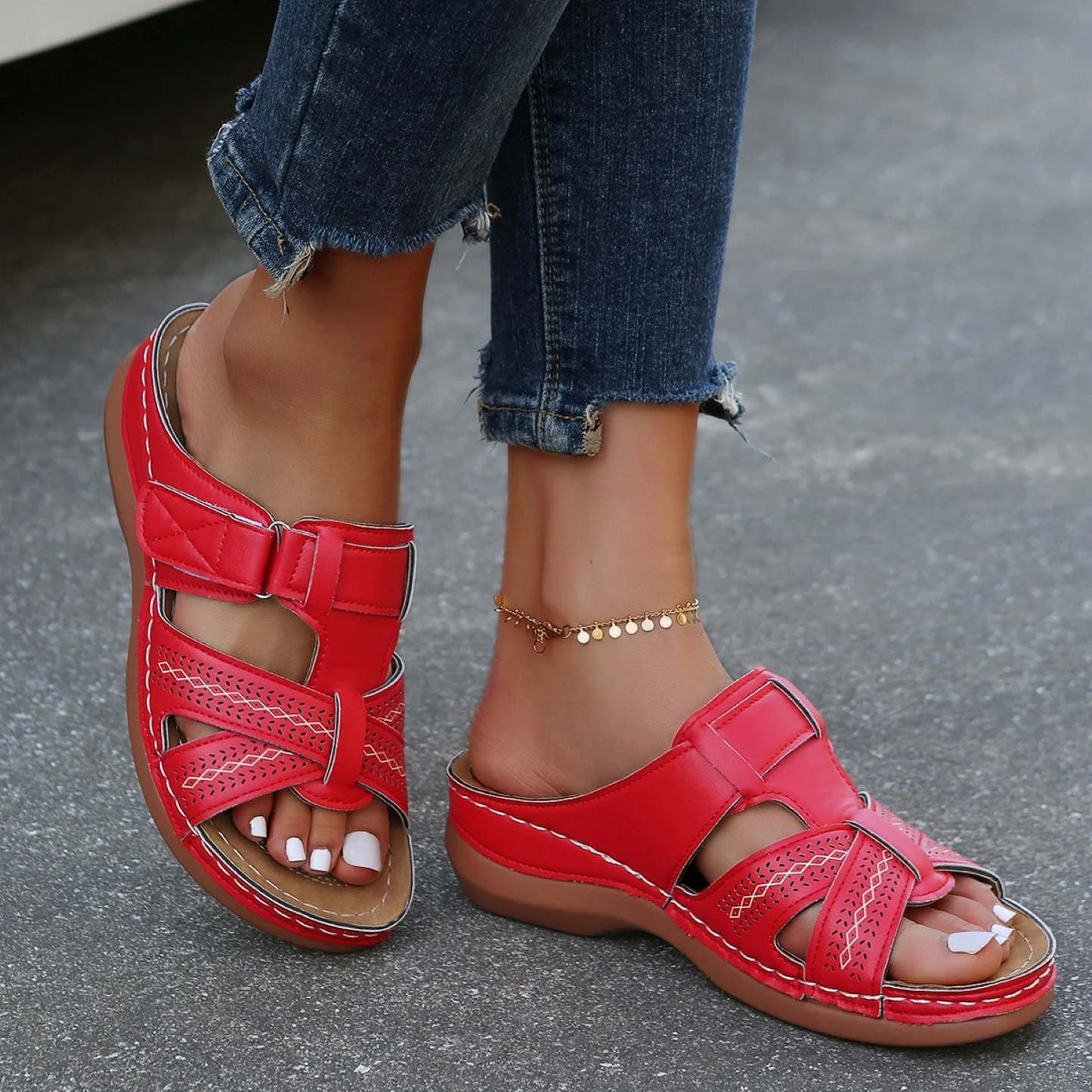 Lederen sandalen met open teen voor dames - Brielle