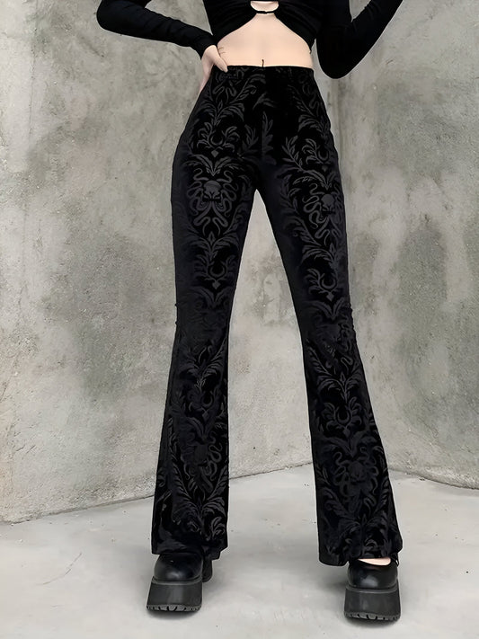 Bohdana | Elegante gothic flared broek met bloemen