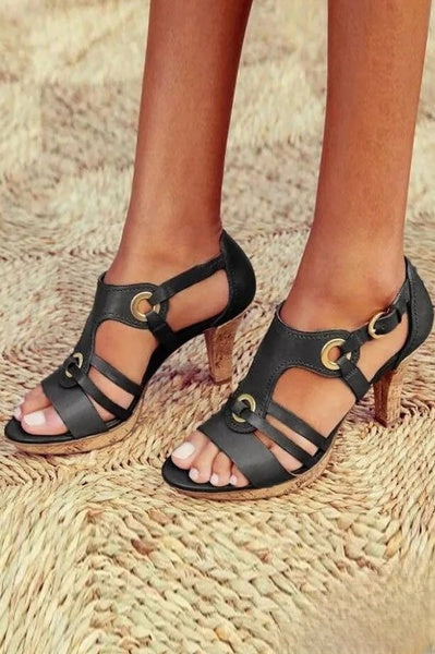 Mariana - sandalen met holle hak en meerdere bandjes