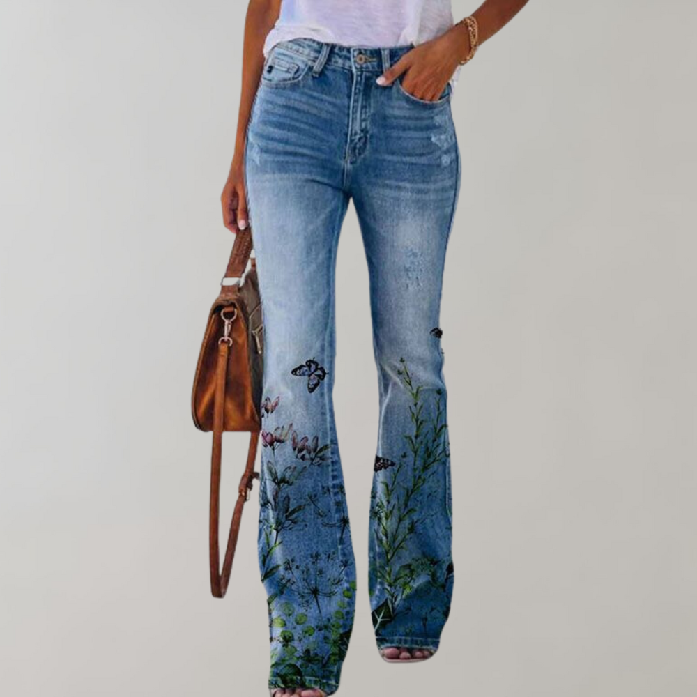 Delphine - Flare broek met bloemenprint