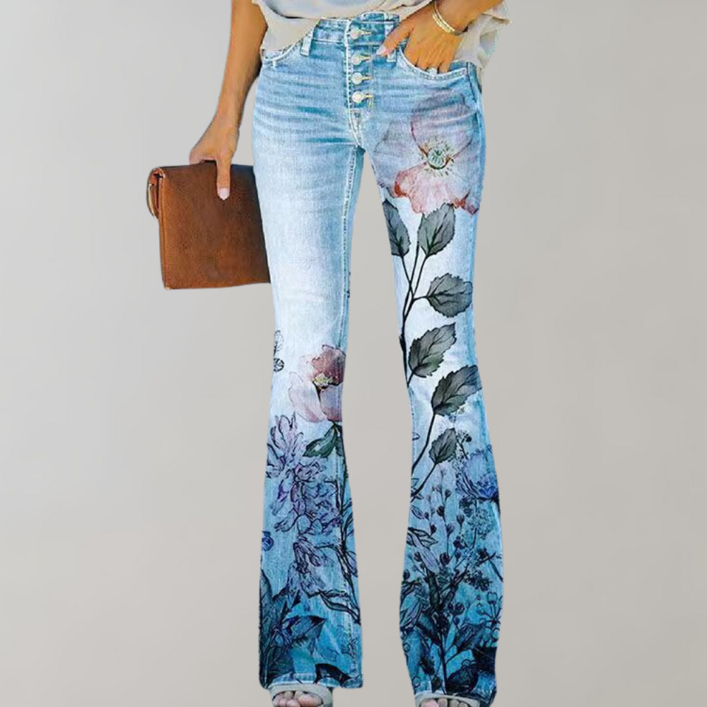 Delphine - Flare broek met bloemenprint