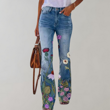 Delphine - Flare broek met bloemenprint