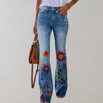 Delphine - Flare broek met bloemenprint