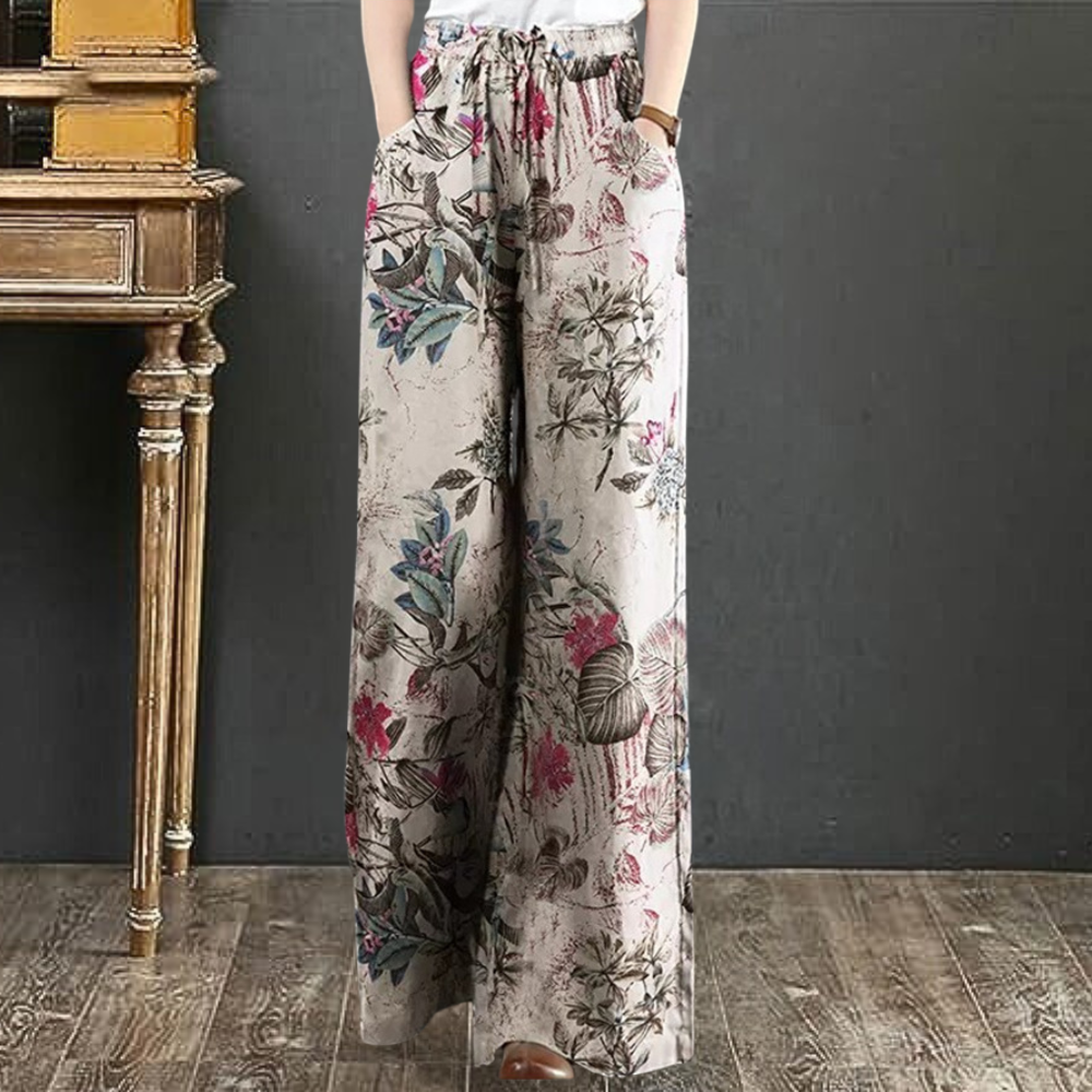 Kirsi - Elegante wijde broek met bloemenprint