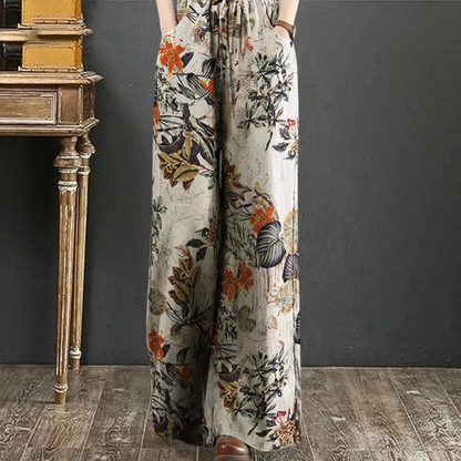 Kirsi - Elegante wijde broek met bloemenprint