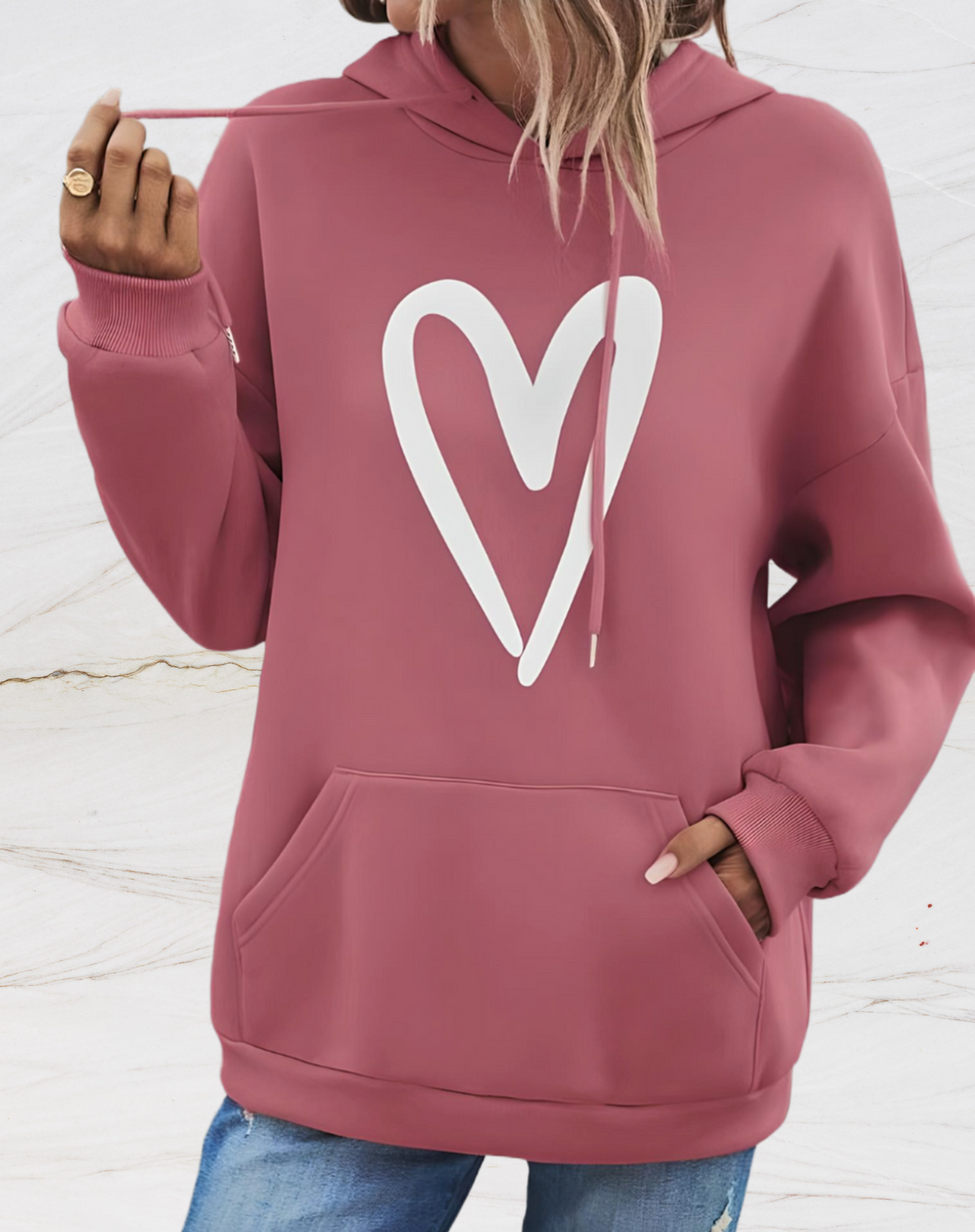 Shanna | Oversized Hoodie Met Hartjesprint Op De Voorkant