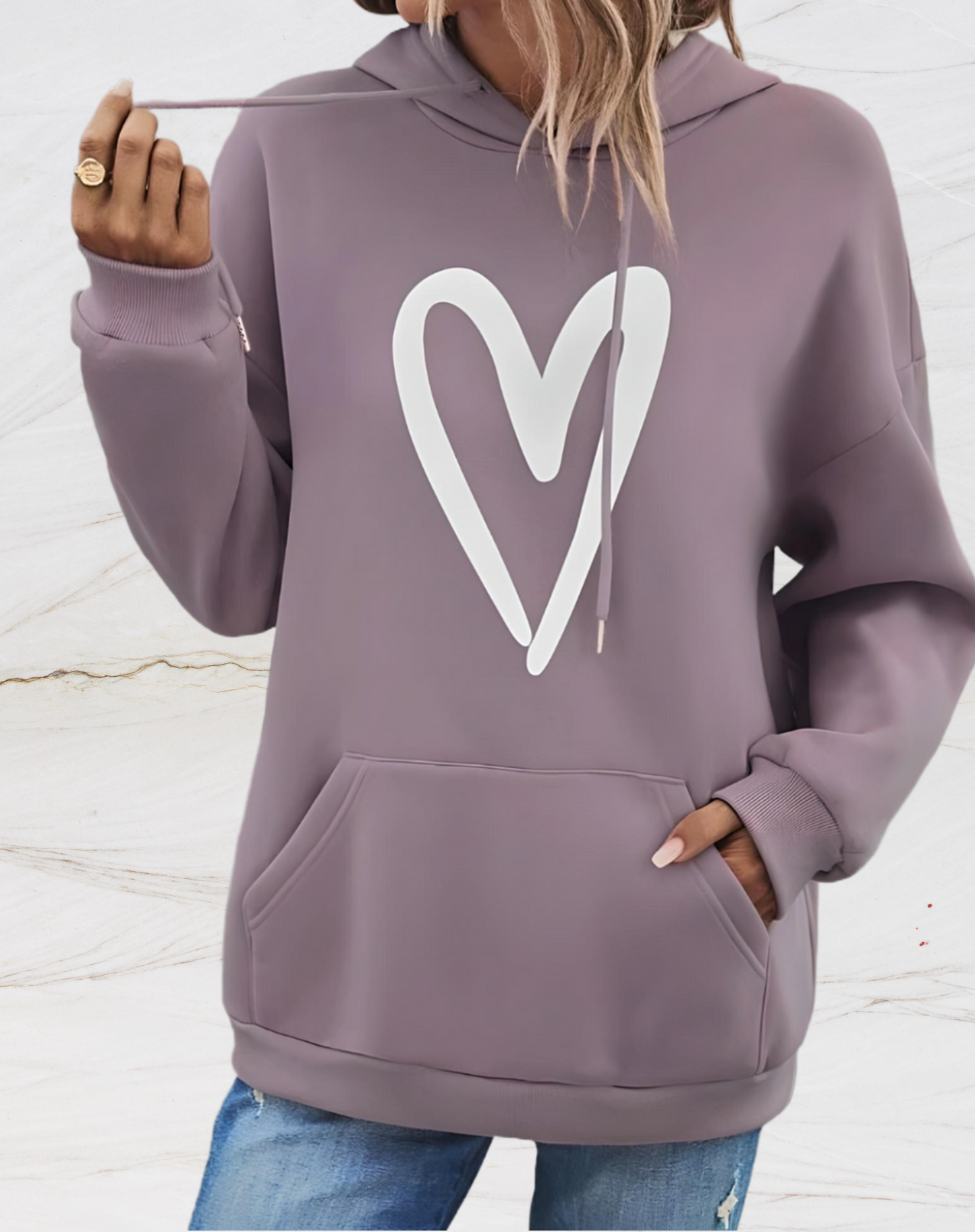 Shanna | Oversized Hoodie Met Hartjesprint Op De Voorkant