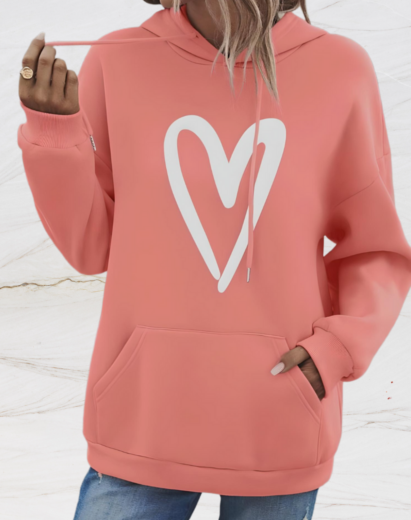 Shanna | Oversized Hoodie Met Hartjesprint Op De Voorkant