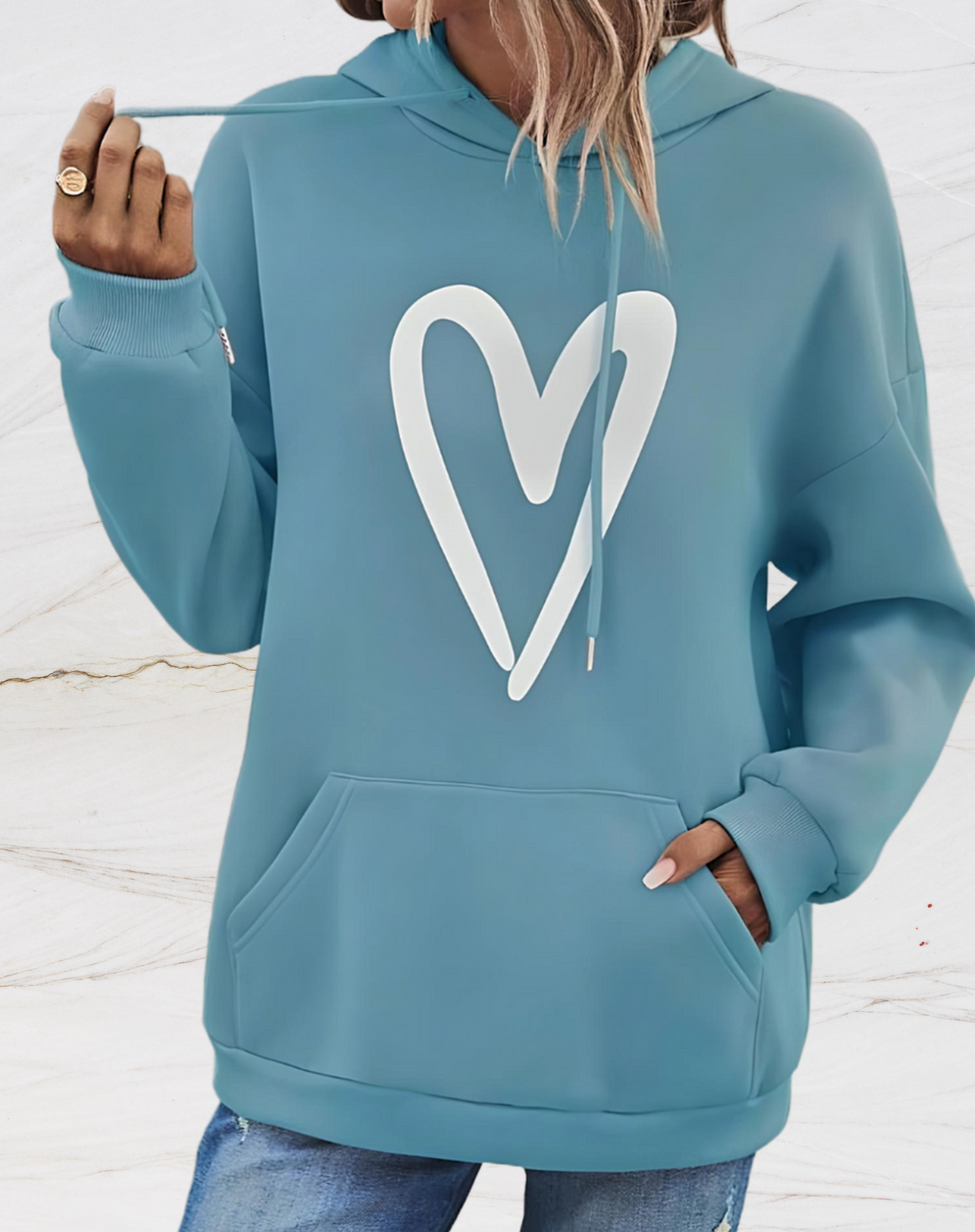 Shanna | Oversized Hoodie Met Hartjesprint Op De Voorkant