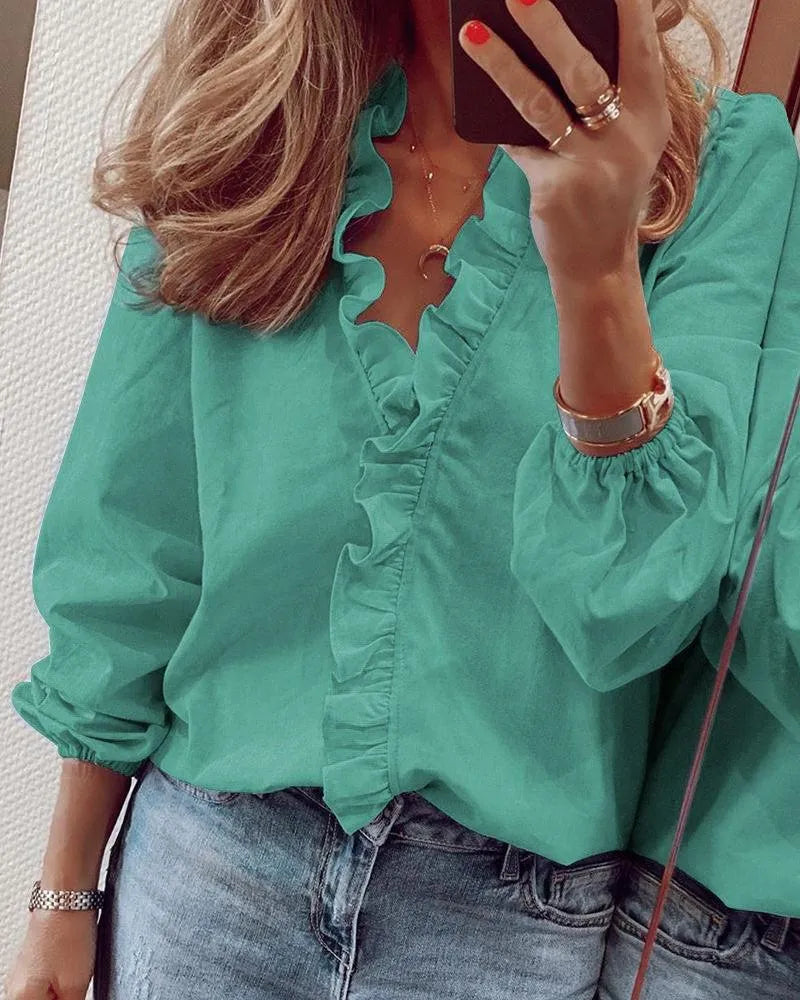 Elegante Blouse - Verfijnd - Katoen met Kanten Accenten - Perfect voor Feestelijke Gelegenheden