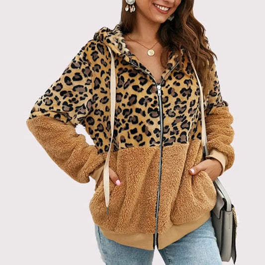 Shanna | Pluche Hoodie Met Luipaardprint