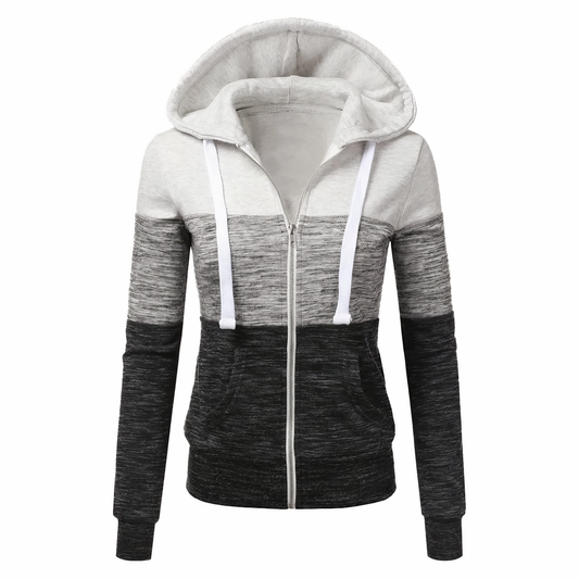 Shanna | Driekleurige hoodie met rits