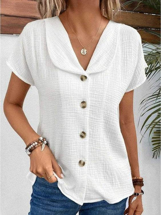 Blouse Korte Mouwen - Casual Elegant - Zachte Stof - Perfect voor Warme Dagen