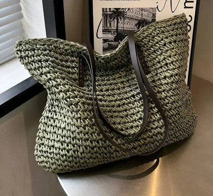 Celeste - Elegante geweven shopper met lange hengsels