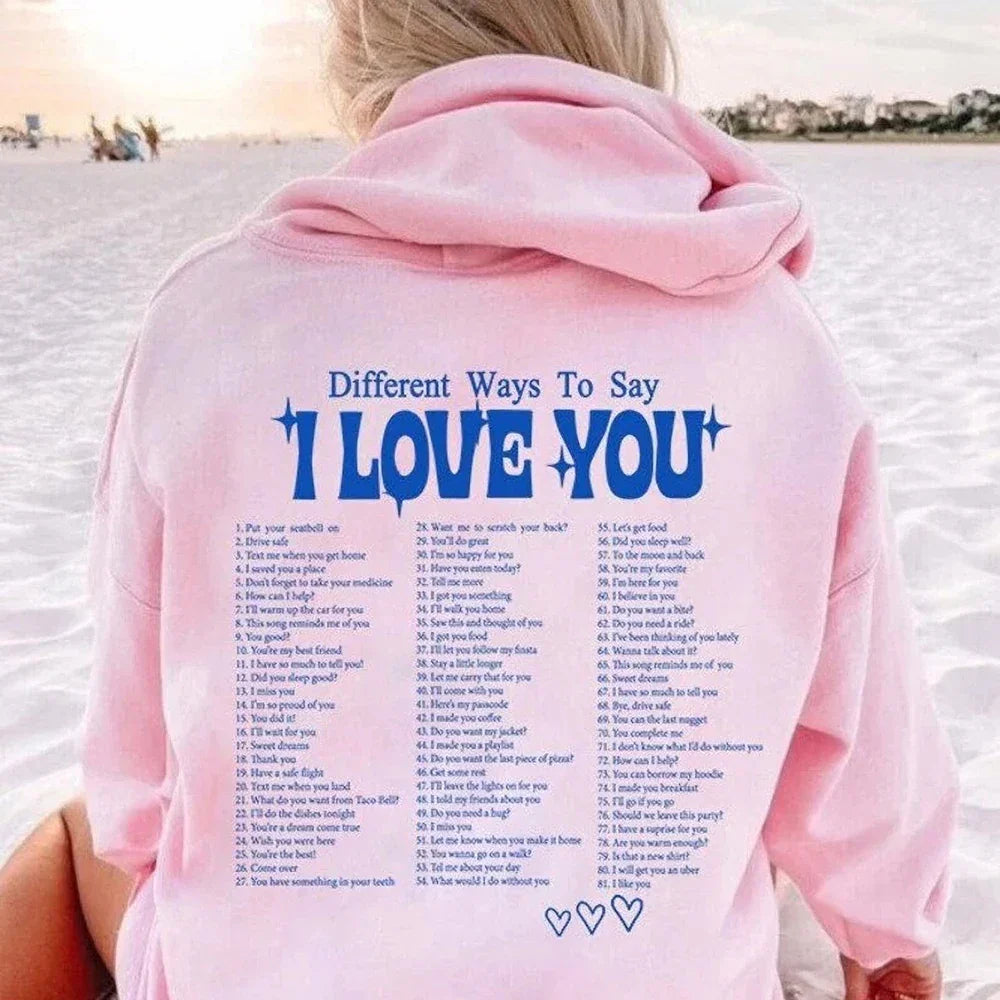 Clara | Hoodie met "I Love You" slogan in verschillende talen