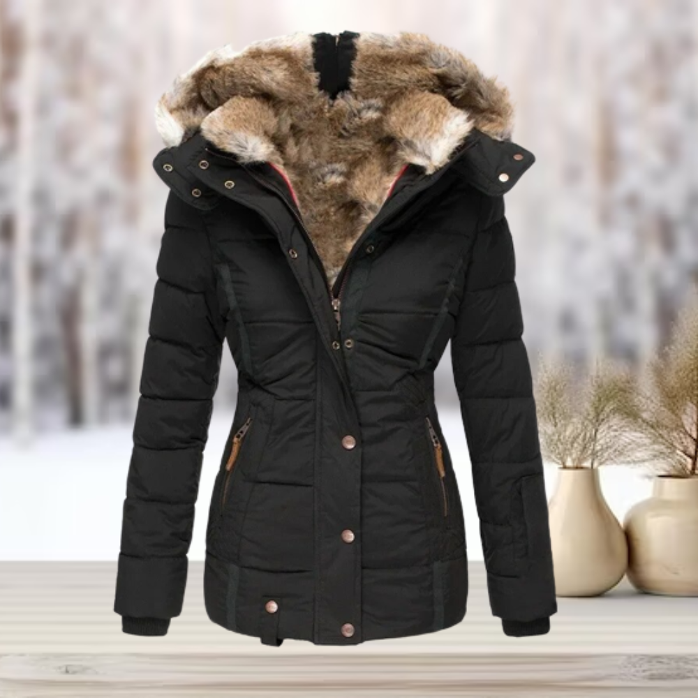 Elegante winterjas met bontvoering en capuchon - luxueus en warm voor vrouwen