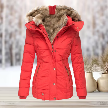 Elegante winterjas met bontvoering en capuchon - luxueus en warm voor vrouwen