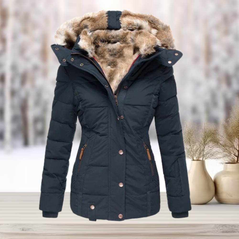 Elegante winterjas met bontvoering en capuchon - luxueus en warm voor vrouwen