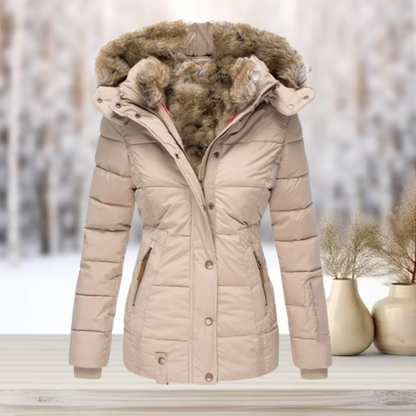 Elegante winterjas met bontvoering en capuchon - luxueus en warm voor vrouwen