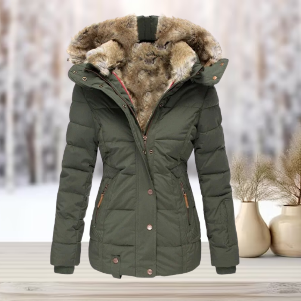 Elegante winterjas met bontvoering en capuchon - luxueus en warm voor vrouwen