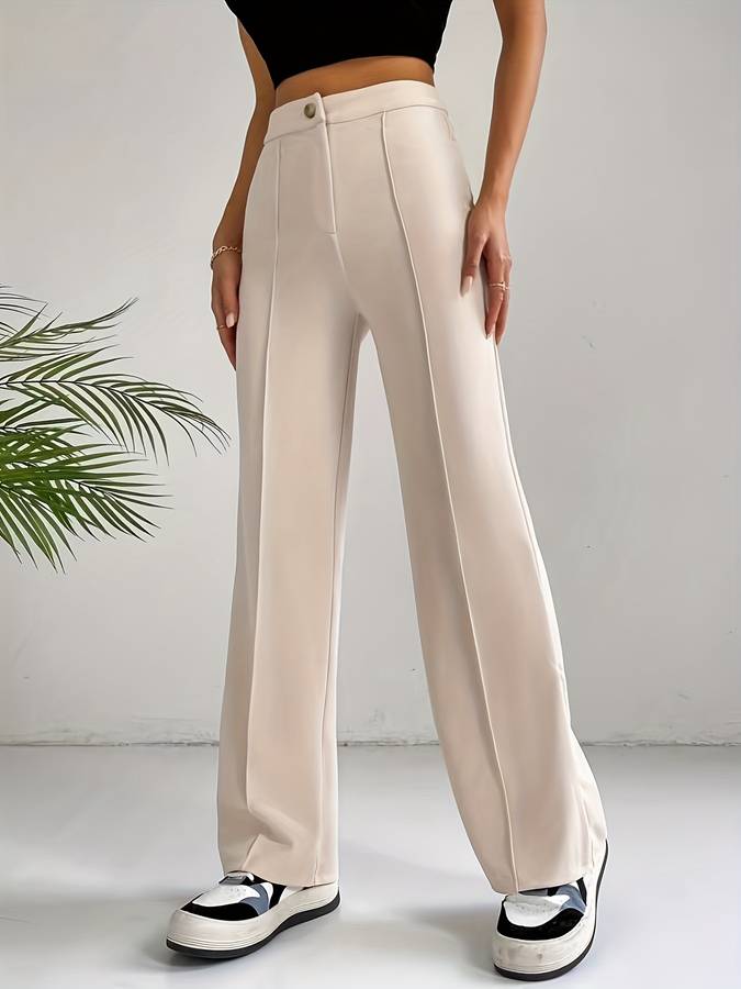 Claire - Beige broek met hoge taille