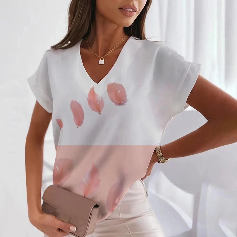 Dames Zomer T-shirt met V-hals