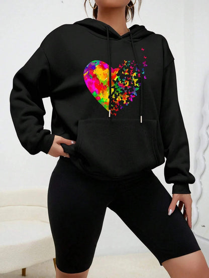 Shanna | Colouré Hart Vlinder Bedrukte Hoodie