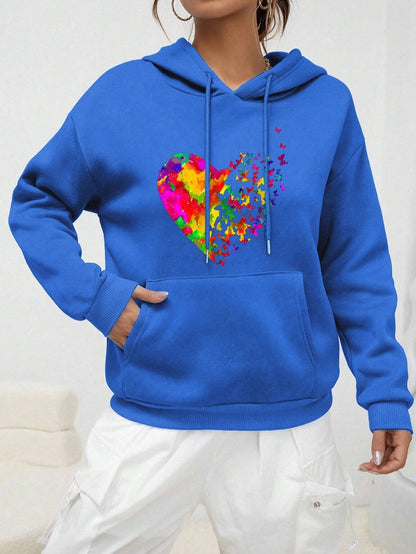 Shanna | Colouré Hart Vlinder Bedrukte Hoodie