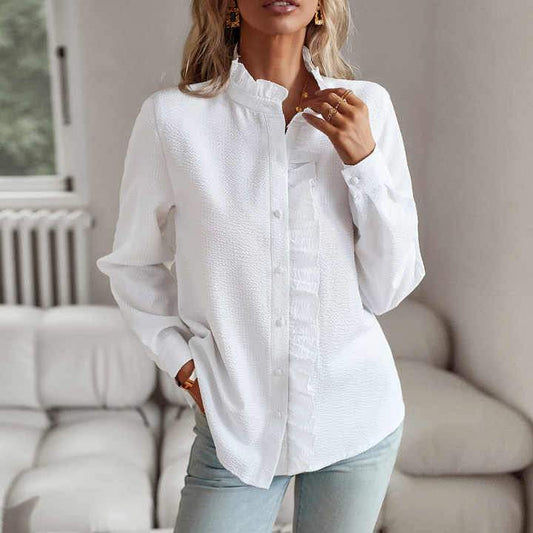 Blouse Dames - Elegante Stijl - Subtiele Ruches, Vrouwelijke Pasvorm - Geschikt voor Casual en Formele Gelegenheden