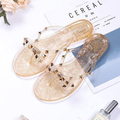 Teenslippers met studded striknot